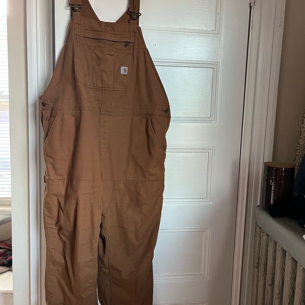 Women’s Loose Fit Rugged Flex Carhartt overalls tan/brown